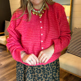 Piper Cardigan - Cherry Red MINI Stripes