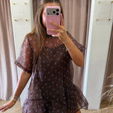Daisy If You Do Polka Dot Mini Dress - Sheer Blue