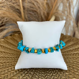 Turquoise + Gold Beaded Bracelet