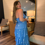 Tea Party Polka Dot Halter Dress - Blue