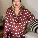{MUMU} Classic PJ Set - Red Wine Silky