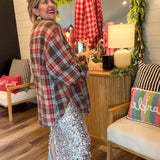 Mocha Oversized Plaid Top