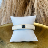 White Bone + Stone Cuff Black Stone