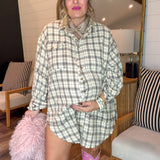 Natural Oversized Plaid Top