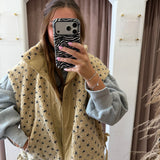 Modern Dot Sherpa Vest - Cream