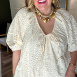 Evie Eyelet Romper - Cream