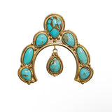 Squash Blossom Pendant Turquoise + Gold