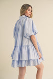 Charleston Bay Puff Sleeve Dress - Blue