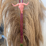 Longhorn Bolo Necklace - Pink + Hot Pink + Olive Green