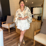 Running Horses Oversized Blouse Top - Ivory