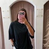 Oversized One Size Plain Tee - Vintage Black