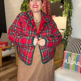 Vintage Christmas Plaid Quilted Jacket