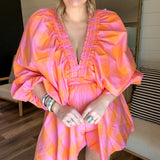 Alicia Romper - Orange + Pink Gingham