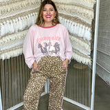 Pink Bow Leopard Track Pants