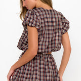 {MUMU} Highland Bubble Skort - Saddle Plaid
