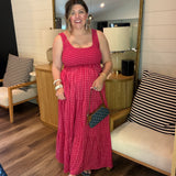Cherry Gingham Maxi Dress