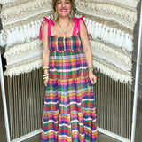 Plaid It Up Tie-Strap Maxi Dress