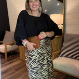 Zebra Striped Maxi Skirt