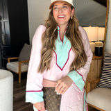 Western Barbie Color Block Dress - Pink
