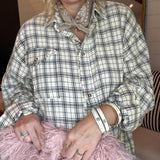 Natural Oversized Plaid Top