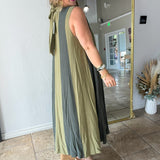 Olive Grove Striped Maxi Dress