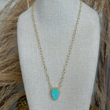 Gold + Turquoise Necklace - Teardrop
