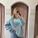 Blue Reversible Mock Neck Sweatshirt