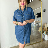 The Cowgirl Classic Denim Button Up Midi Dress