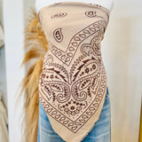 Multi Way Bandana Scarf - Taupe + Brown