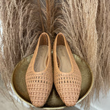 Jelly Mesh Flats Shoes - Tan