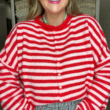 The Piper Cardigan - Pink + Red
