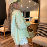Soho Chic Button Up - Green Stripes