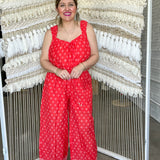 Spelling Red Floral Boho Pants