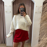 Latte Love Lace Mini Skirt - Red