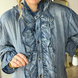 Romance Ruffle Blouse Top - Denim