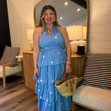 Tea Party Polka Dot Halter Dress - Blue