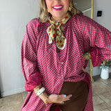 Hearts Desire Polka Dot Button Up Dress - OS