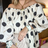 Polka Dot Party Puff Sleeve Mini Dress