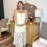 Laced In Love Midi Dress - Ivory White