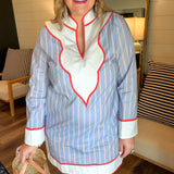 Western Stripe Color Block Dress - Blue + Red