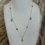 Gold + Turquoise Charm Necklace