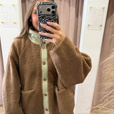 Teddy Sherpa Reversible Gingham Jacket - Green