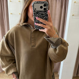 The Henry Mock Neck Half Zip Sweater - Brown