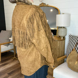 Country Camel Fringe Suede Jacket