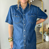 The Cowgirl Classic Denim Button Up Midi Dress