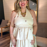 Tea Party Polka Dot Halter Dress - Ivory