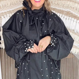 High Horses Pearl + Rhinestone Mini Dress - Black