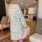 Natural Oversized Plaid Top