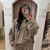 On Repeat Fleece Sweater Top - Brown + Cream