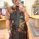 Petal Veil Sheer Maxi Dress - Coffee